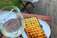 Waffeln mit Banane und Schokolade