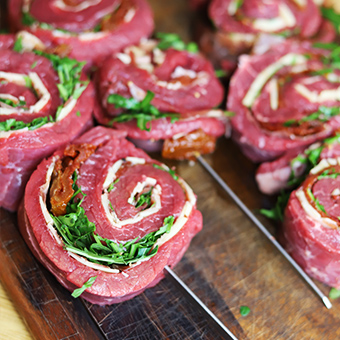 Flanksteak pinwheels Bison